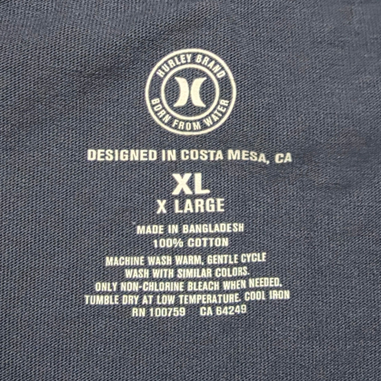 Hurley Logo Graphic Tee Men’s XL Blue Casual Crew Neck