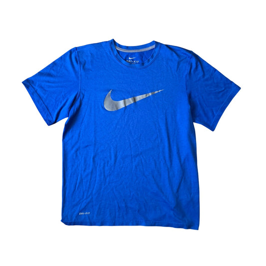 Nike Swoosh Logo T-Shirt Men’s M Blue Cotton Short Sleeve Athletic Tee