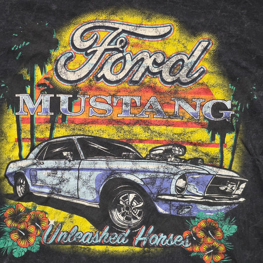 Ford Mustang Classic Car Tropical T-Shirt Men’s M/L Black Short Sleeve