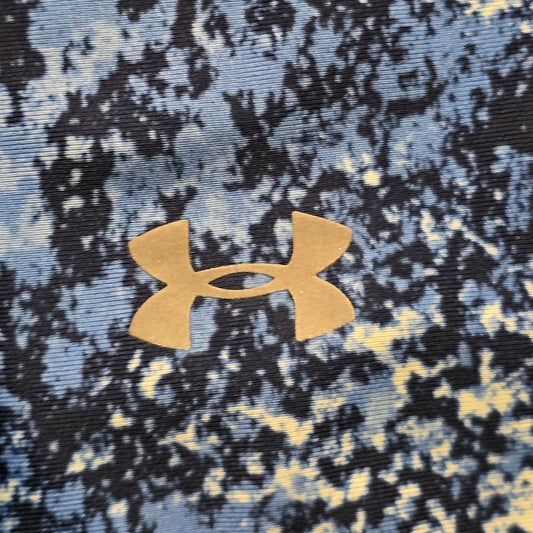 Under Armour Capri Leggings Women M Blue Splatter Print Zipper Pocket