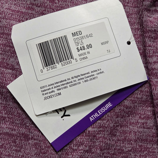 Jockey Active Thermal Sweater Women M Pink Long Sleeve Kangaroo Pocket NWT