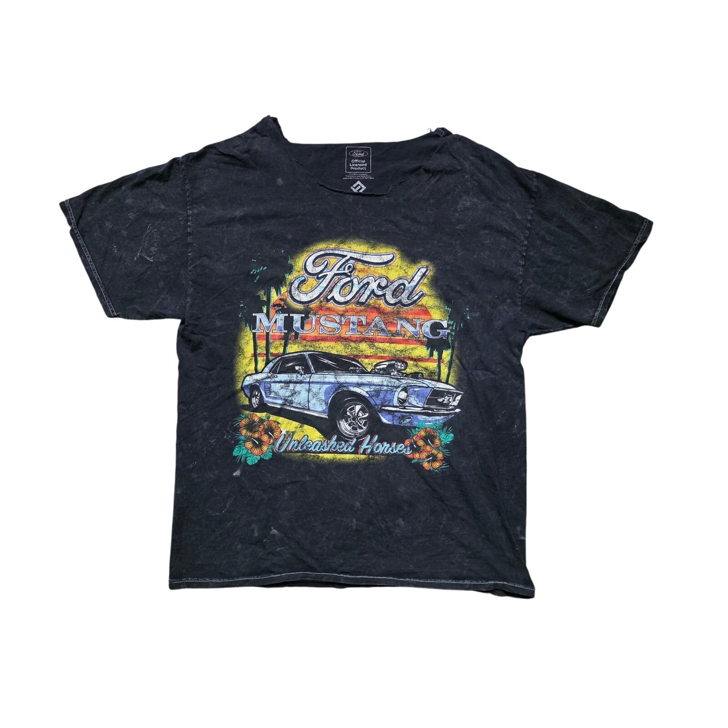 Ford Mustang Classic Car Tropical T-Shirt Men’s M/L Black Short Sleeve