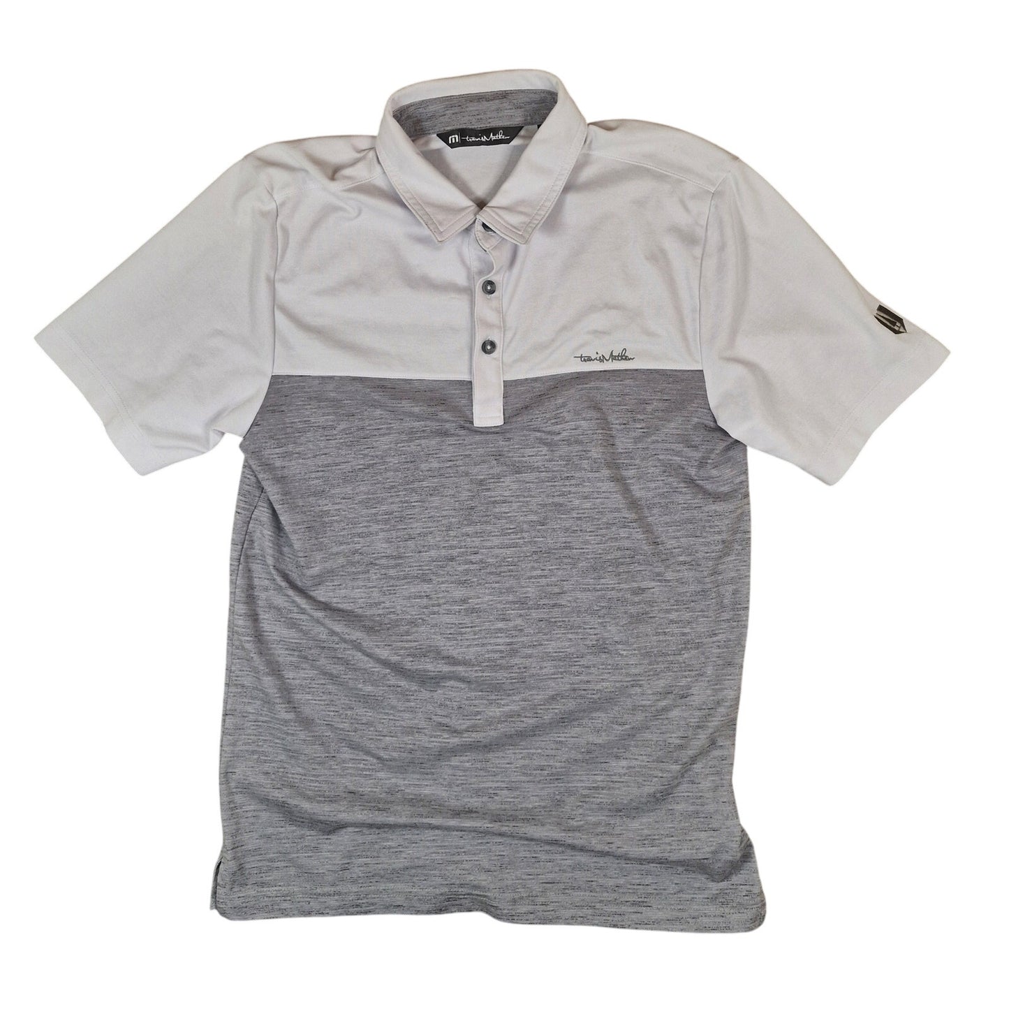 Travis Mathew Golf Polo Shirt Men’s Small White Grey Performance Stretch