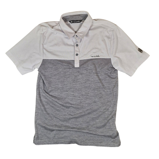 Travis Mathew Golf Polo Shirt Men’s Small White Grey Performance Stretch