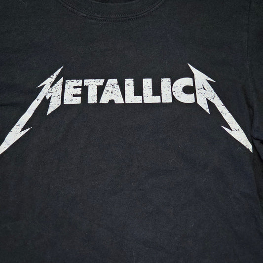 Metallica Black And White Logo Concert Metal Music Band Tee Shirt S