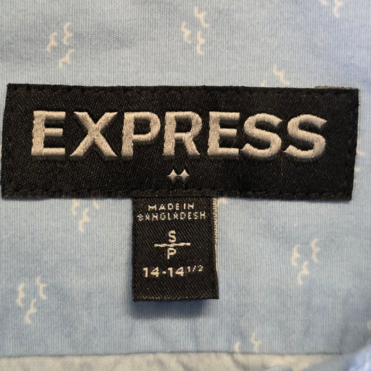 Express Dress Shirt Mens S Light Blue Soft Wash Short Sleeve