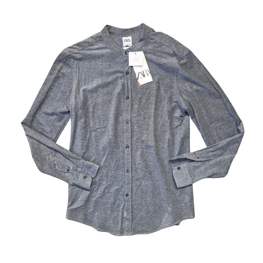 Zara Dress Shirt Men’s L Gray Slim Fit Collared Long Sleeve