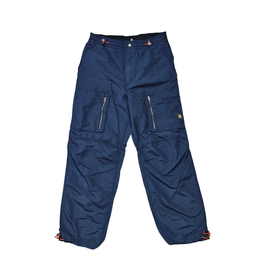 Y2K Vintage Navy Blue Cargo Windbreaker Pants Men’s Size M Baggy Nylon