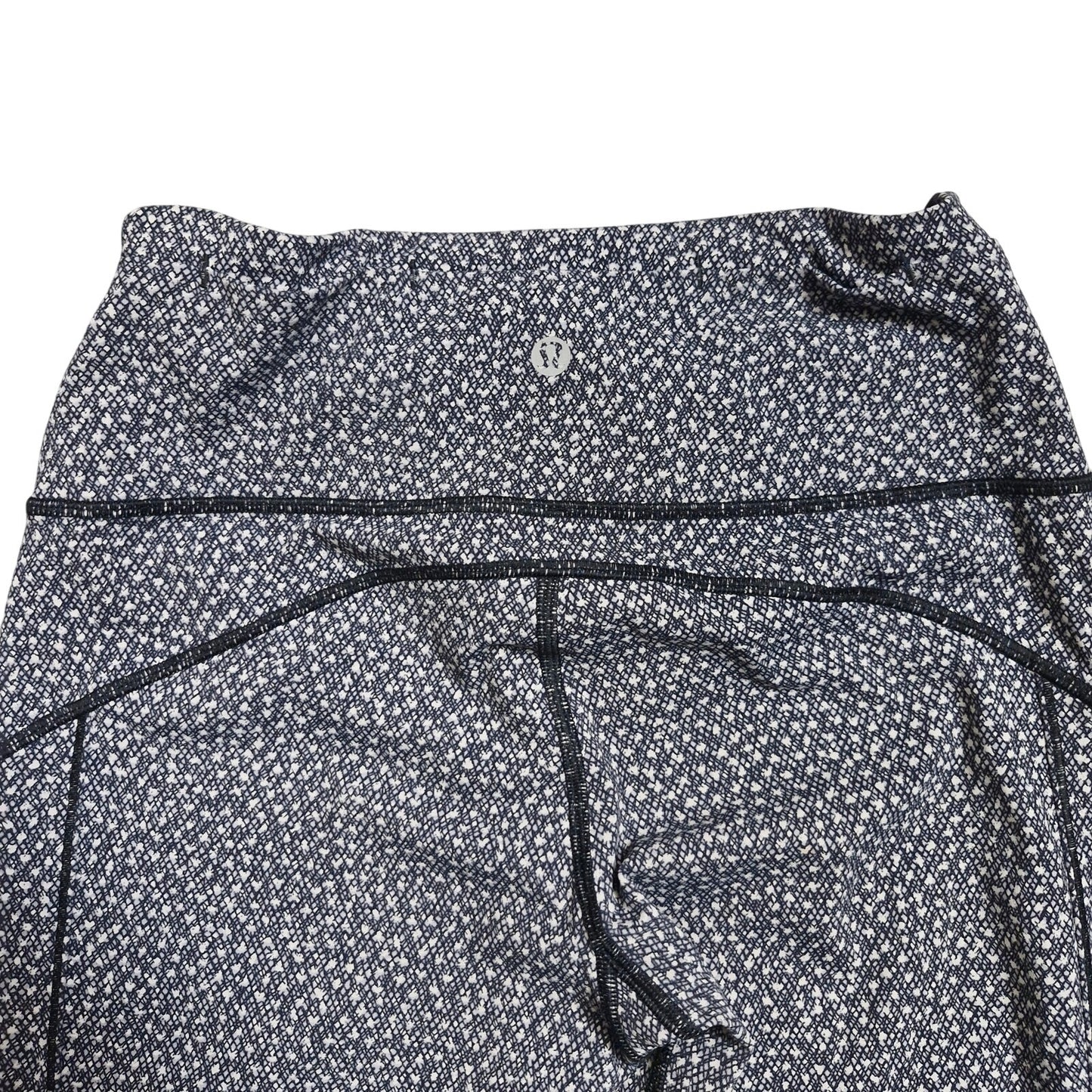Lululemon Pace Rival Crop Splash White Black Mesh Panel Leggings 6