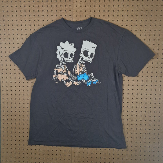The Simpsons Bart Lisa Skeleton Skull Tree House Horror T-Shirt Size Large