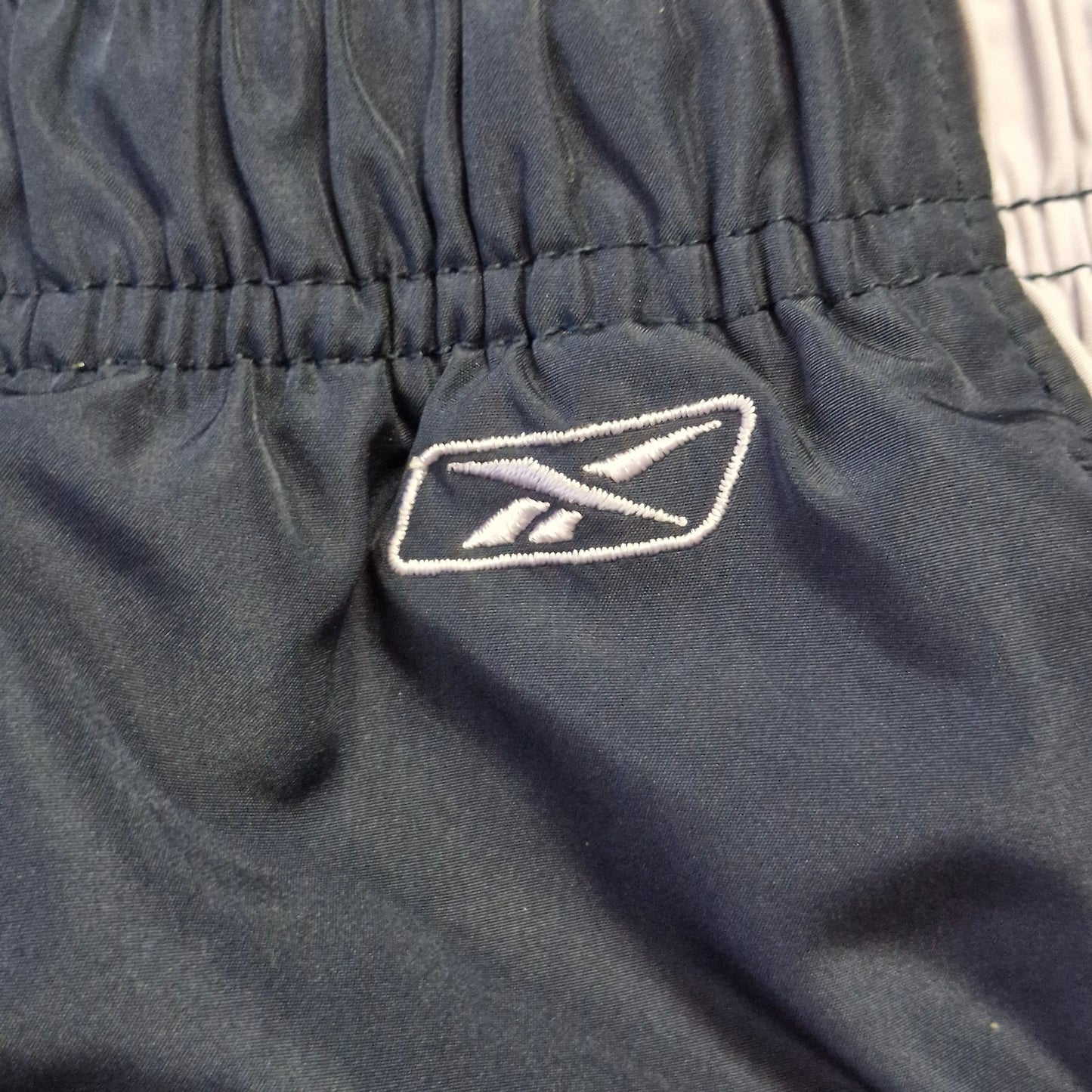 Reebok Navy Blue Windbreaker Pants Women's Size s Purple Side Stripes