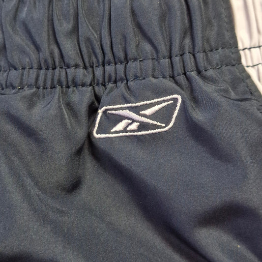 Reebok Navy Blue Windbreaker Pants Women's Size s Purple Side Stripes