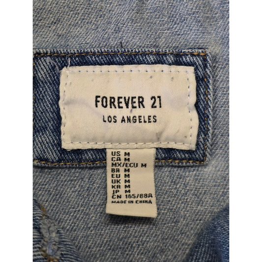 Forever 21 Los Angeles Distressed Denim Jacket Women’s M Blue