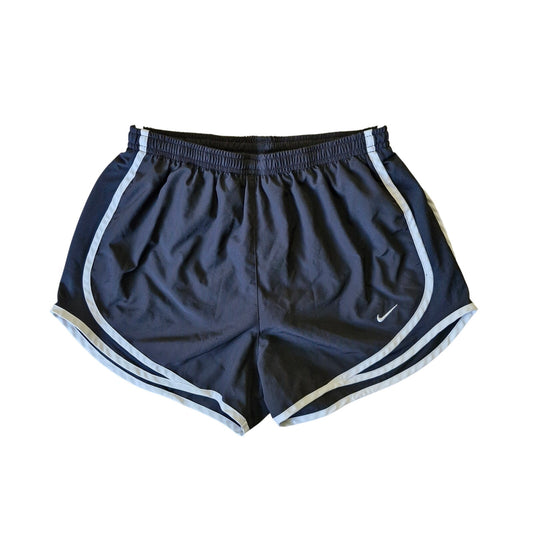 Nike Dri-Fit Running Shorts Women’s Size Medium Black with White Stripe & Built-In Brief