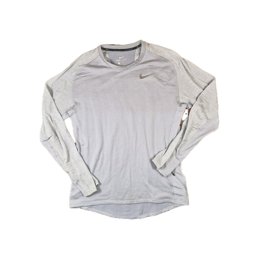 Nike Running Shirt Men’s Medium Gray Long Sleeve Dri-Fit Waffle Knit Pullover
