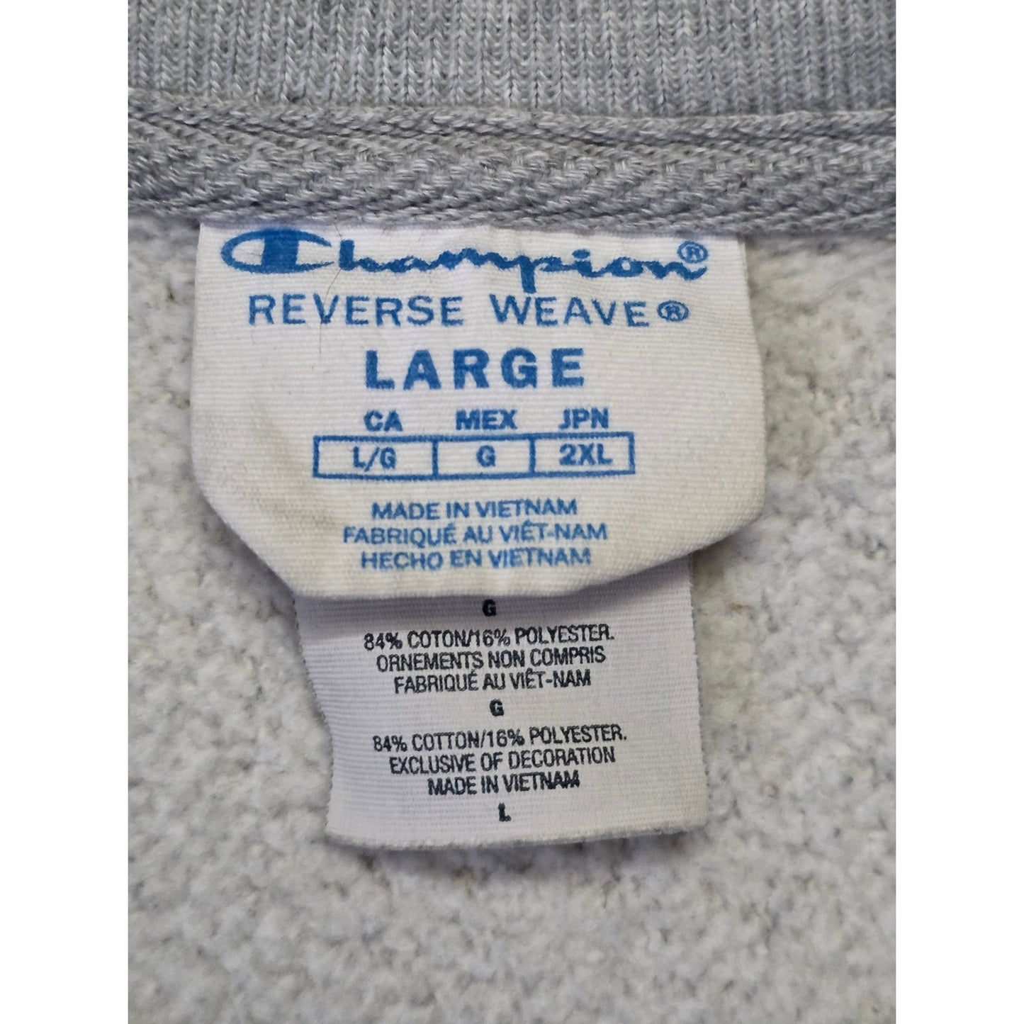 Vintage 90s Champion Reverse Weave Crewneck Sweatshirt Men’s L Gray Black