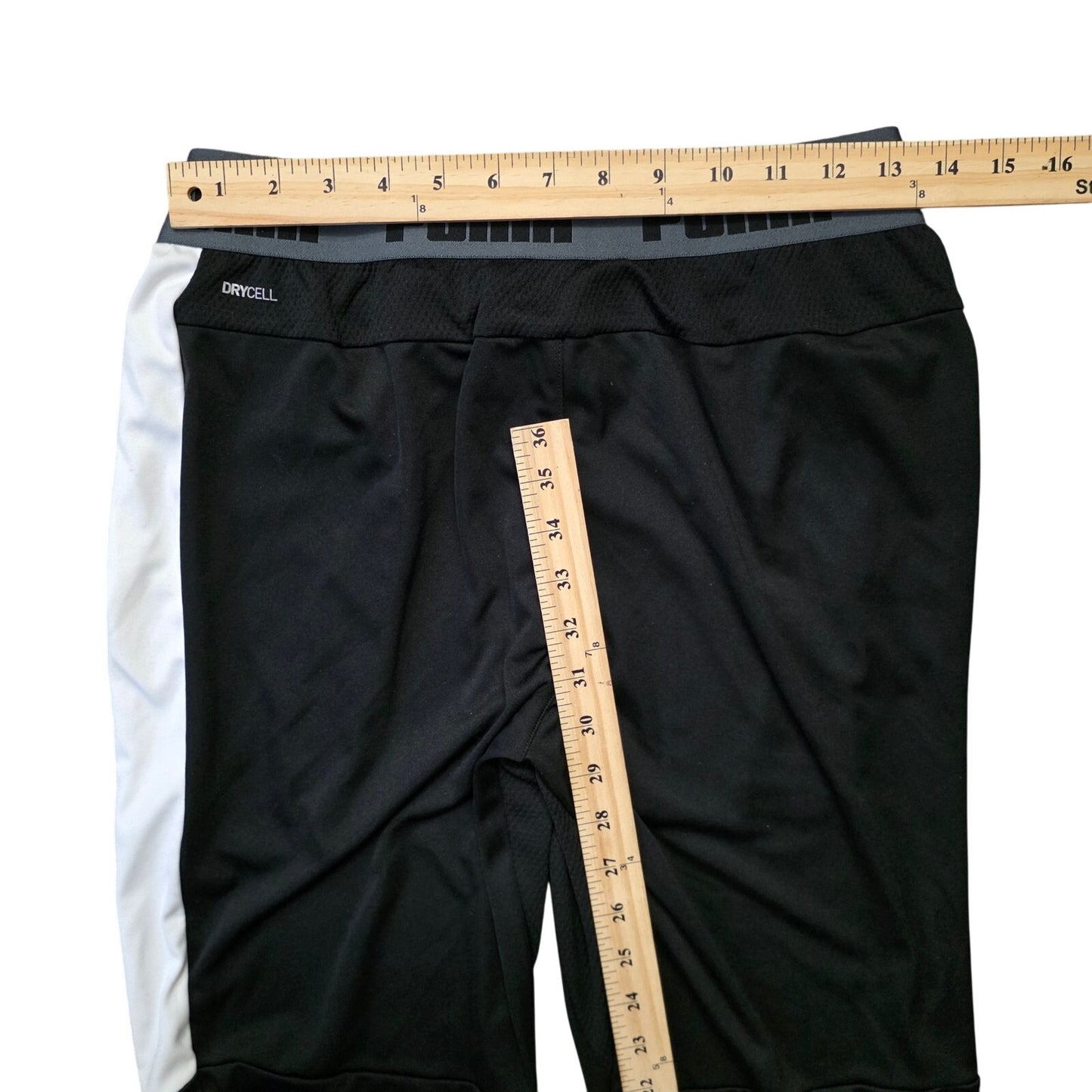 PUMA Speed Track Pants Mens M Black White Athletic Joggers