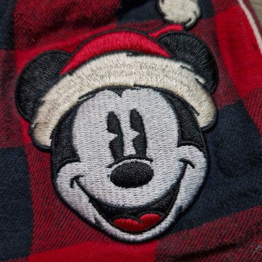 Disney Parks Men’s Red Plaid Sleepwear Pants Size Large Embroidered Mickey Mouse