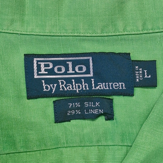 Polo Ralph Lauren Men’s Large Linen Silk Loop Collar Button-up Shirt