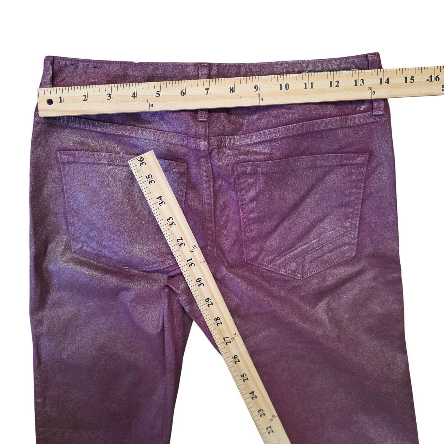Express Stella Metallic Jeans Womens 4 Low Rise Coated Colored