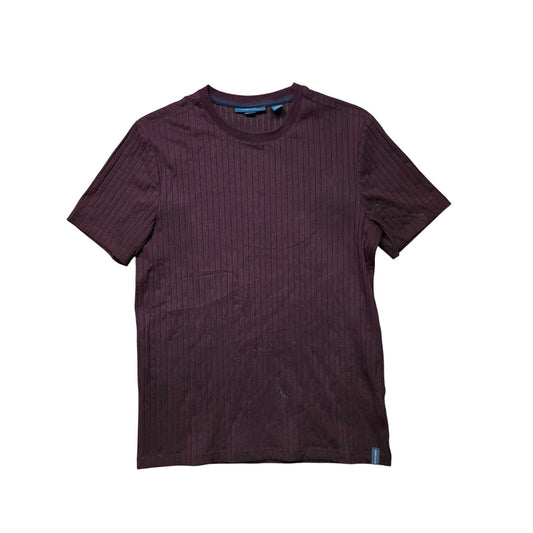 Perry Ellis Rib Knit Crew Neck Tee Men’s S Maroon