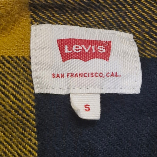 Levi’s Flannel Shirt Men’s Small Yellow Black Plaid Long Sleeve