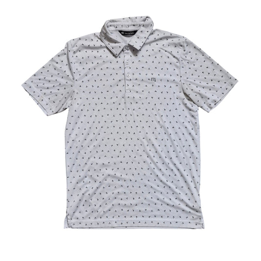 TravisMathew "Right To Party" Golf Polo Shirt Men’s Medium White Short Sleeve